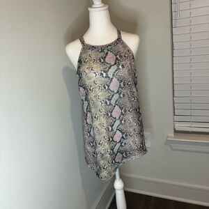 BiBi Textured Snakeskin Print Top in Pink and Gray